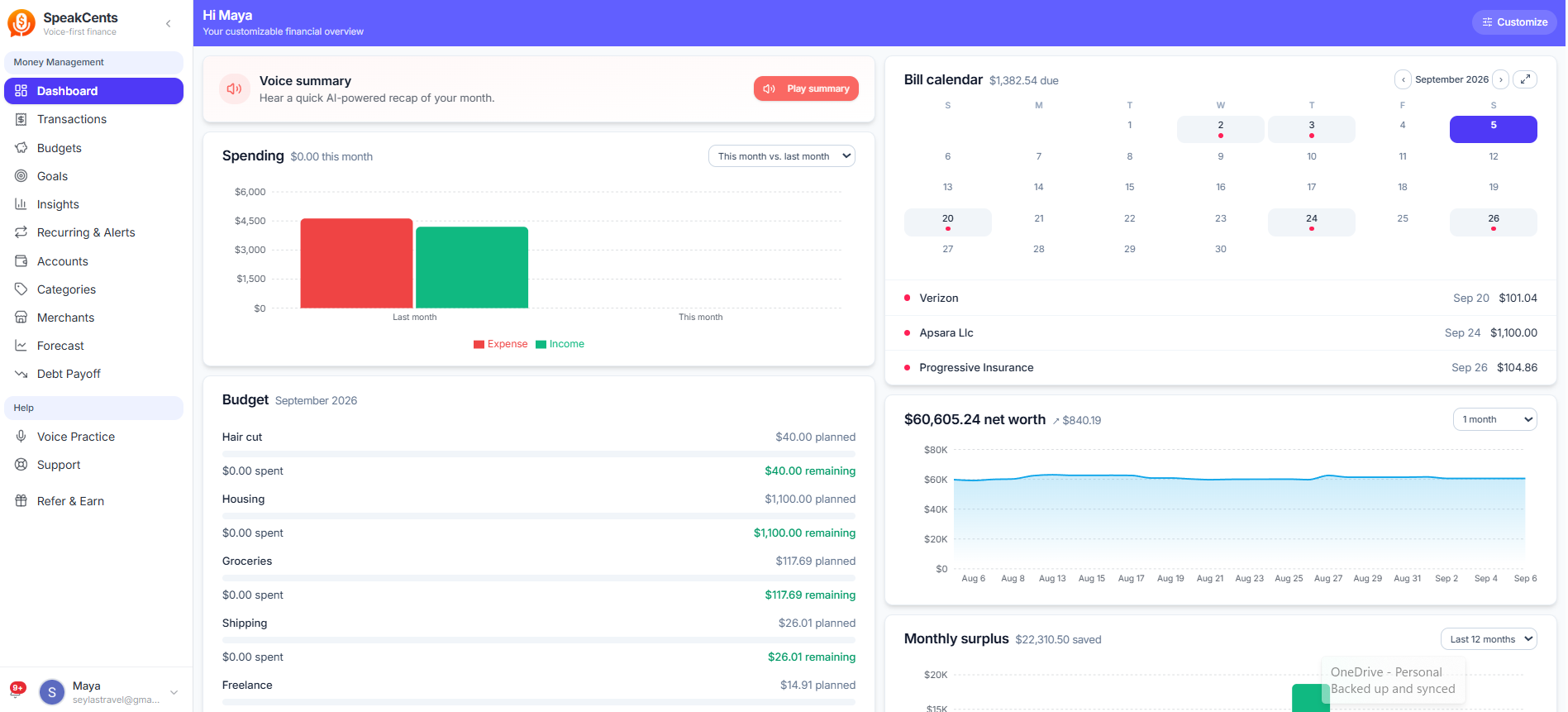SpeakCents web app preview